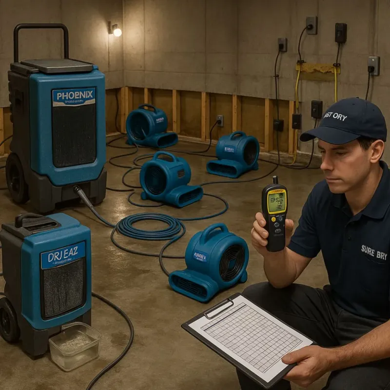 Structural Drying and Dehumidification process in Taunton, MA